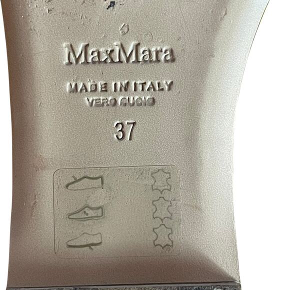 Max Mara Flat Sandals Shoes Metallic Gold White Yellow Buckle Leather Size 37/7 - Picture 7 of 7